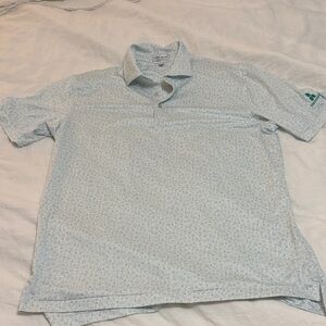 Peter Millar M Summer Comfort Light Blue Polo w The Boulders logo left sleeve